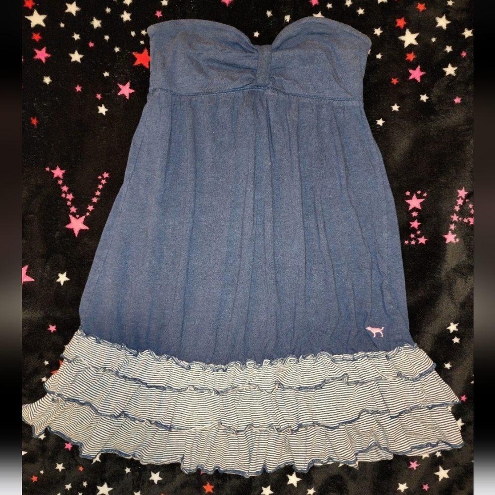 VINTAGE VICTORIAS SECRET'S PINK SMALL BLUE & WHITE MINI DRESS